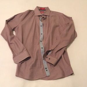 Saks Fifth Avenue Red houndstooth Dress shirt